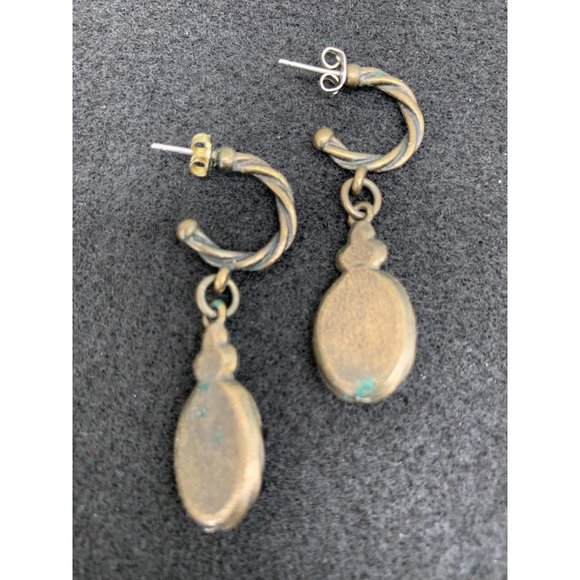 Red Coral Half Hoop, Post Style Earrings (pair)   Red, Metal   Metal, Red Coral - Picture 6 of 6